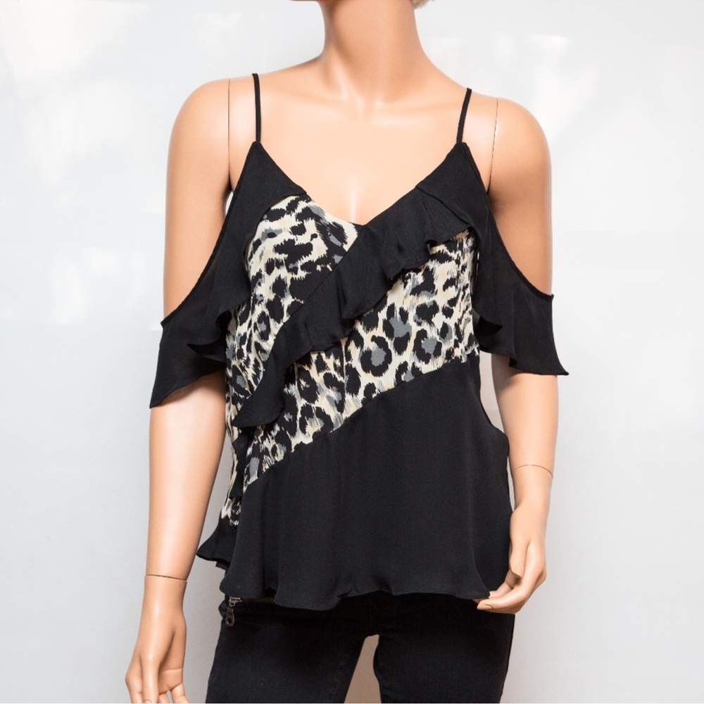 NWT Parker Multi-color Lynx Print Draped Sleeve Blouse NWT